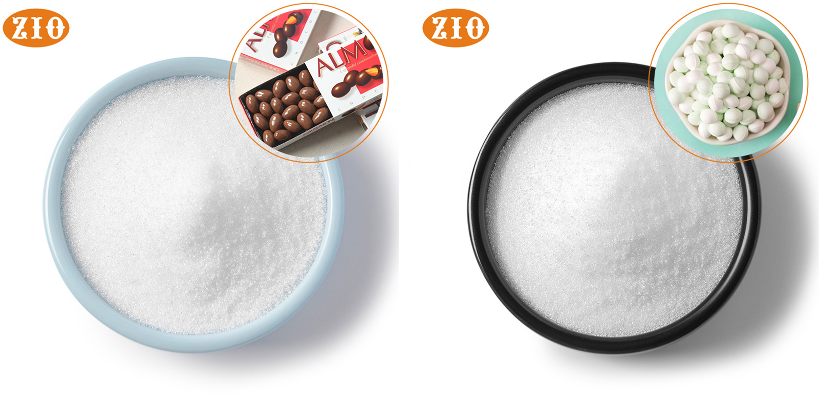 Premium Bulk Erythritol White Crystalline Powder in a Blue Bowl