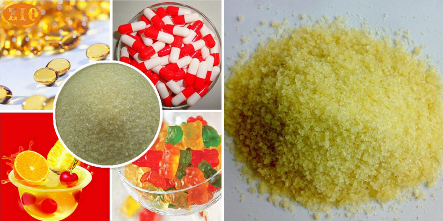 Pure natural gelatin powder specification display