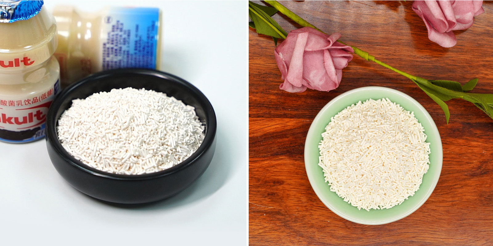 White crystalline Potassium Sorbate powder in a bowl for food preservation